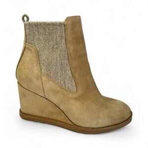 Sofft Women's Monica Wedge Chelsea Bootie Size 10 Barley Suede Tan Ankle Boot